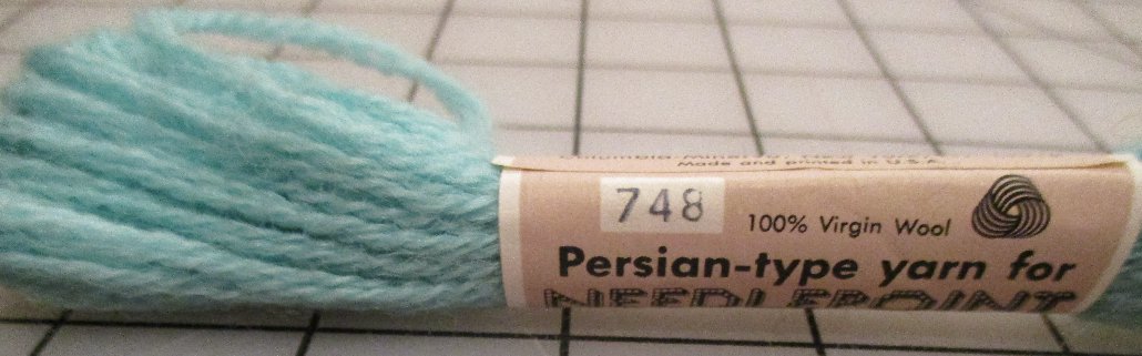 Columbia-Minerva Persian-Type Yarn 100% Wool 3 Ply #748 Light Aqua Needlepoint Crewel Embroidery