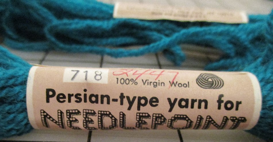 Columbia-Minerva Persian-Type Yarn 100% Wool 3 Ply #718 Dark Aqua Needlepoint Crewel Embroidery