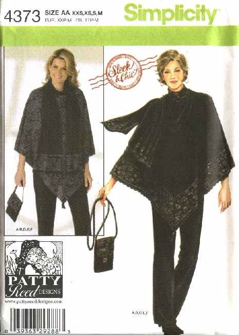 Simplicity Sewing Pattern 4373 Misses Size 4-16 Easy Top Pants Poncho Purse Scarf Patty Reed