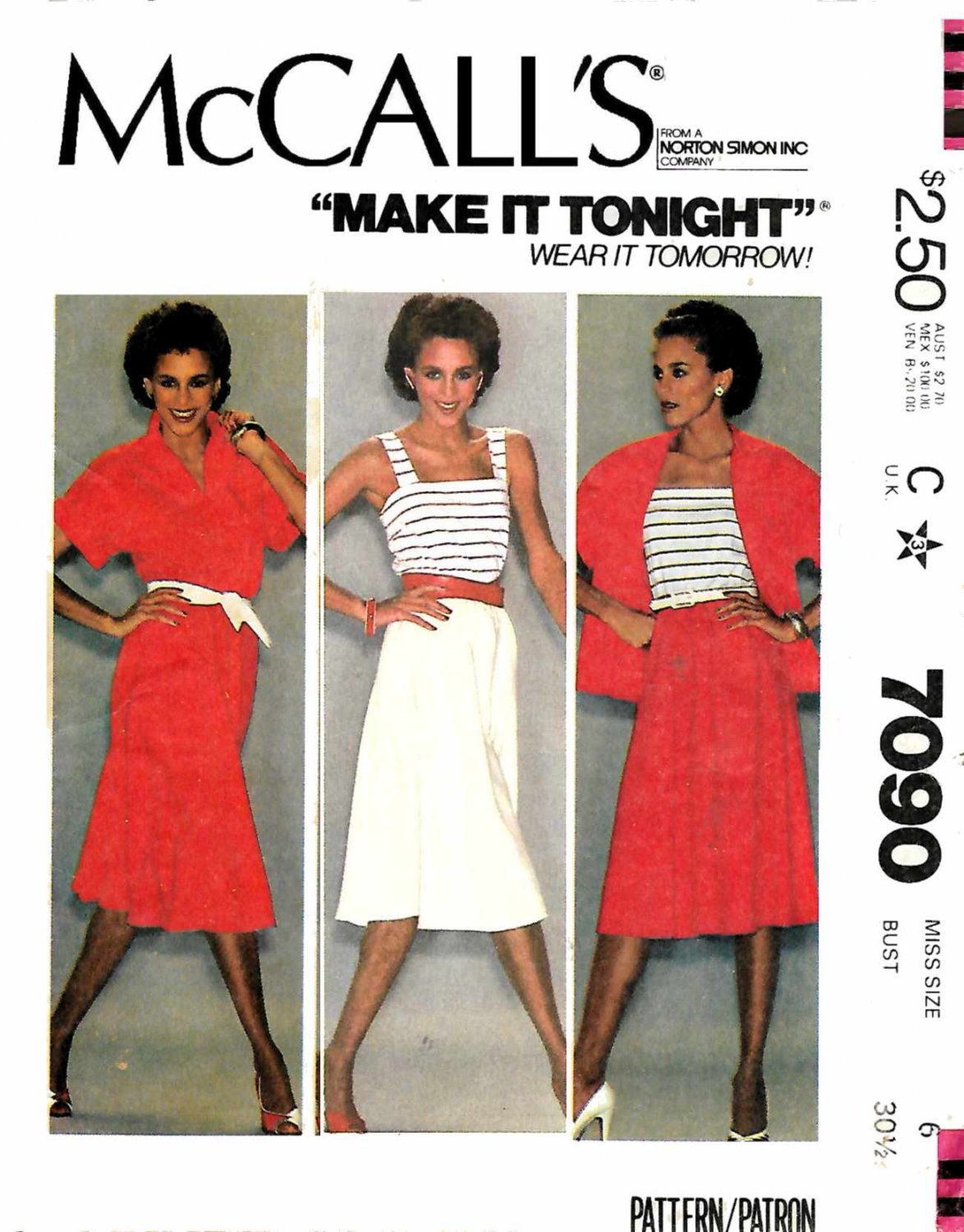 McCall's Sewing Pattern 7090 M7090 Misses Size 12 Top, camisole and skirt.