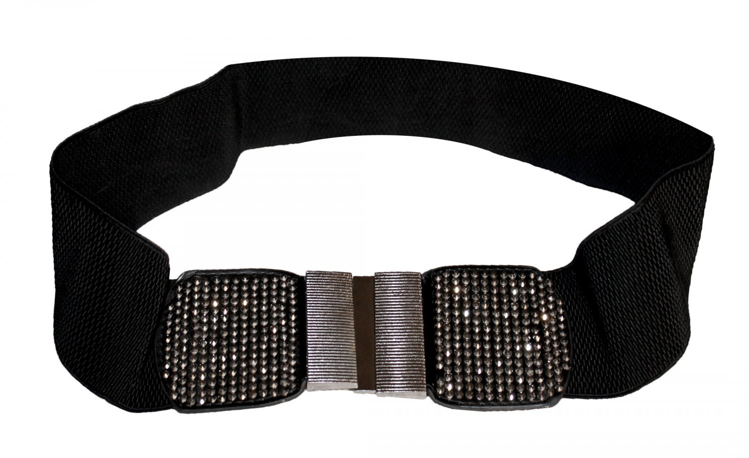 B003 Funfash Black Shimmering Stones Buckle Stretchy Elastic Belt Plus Size 2X