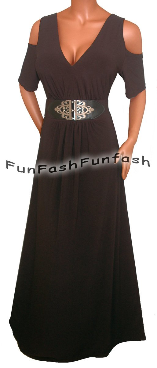 RK3 FUNFASH GOTHIC BLACK OPEN SHOULDERS LONG MAXI DRESS WOMEN Plus Size 2X 22 24