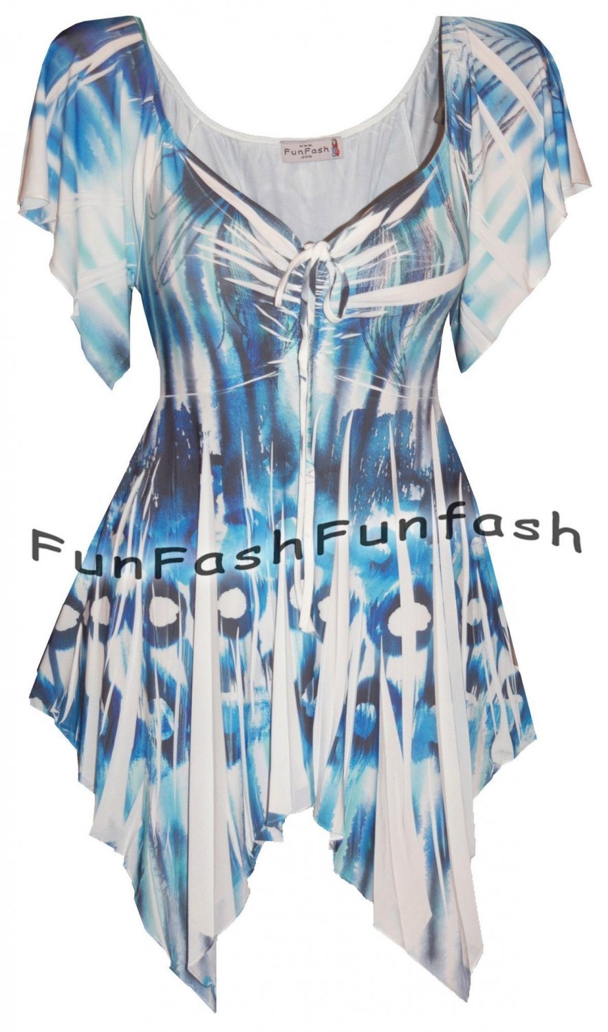 FT2 FUNFASH SLIMMING WHITE BLUE BLACK WOMENS PLUS SIZE TOP SHIRT BLOUSE 1X 18 20