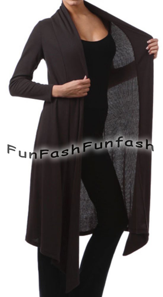 CR1 FUNFASH BLACK RIBBED LONG CARDIGAN DUSTER SWEATER JACKET Plus Size 1X XL 16