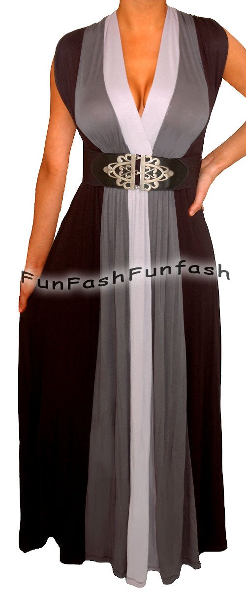 WP2 FUNFASH PLUS SIZE BLACK HEATHER GRAY LONG MAXI PLUS SIZE DRESS 1X 18 20