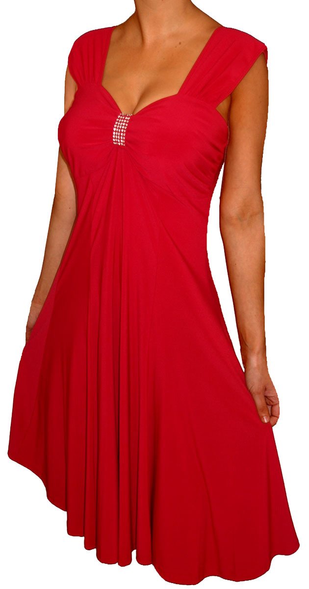 HC3 FUNFASH RED SLIMMING EMPIRE WAIST COCKTAIL CRUISE DRESS Plus Size 2X 22 24