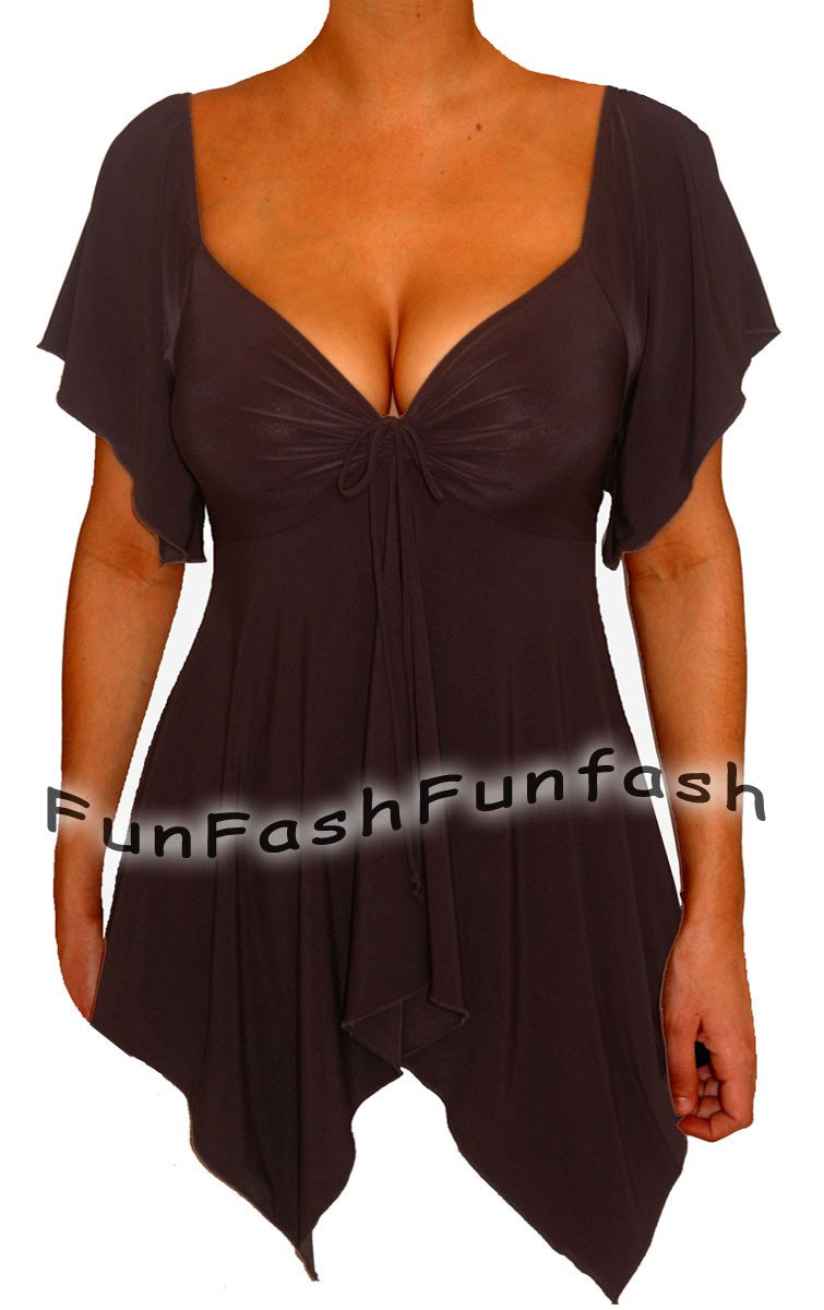 NO3 FUNFASH PLUS SIZE TOP EMPIRE WAIST SLIMMING GOTHIC BLACK PLUS SIZE 2X 22 24