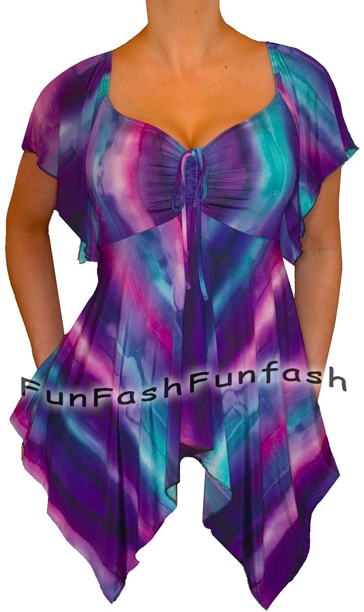 ZN3 FUNFASH SLIMMING PURPLE EMPIRE WAIST TOP SHIRT CLOTHING Plus Size 2X 22 24
