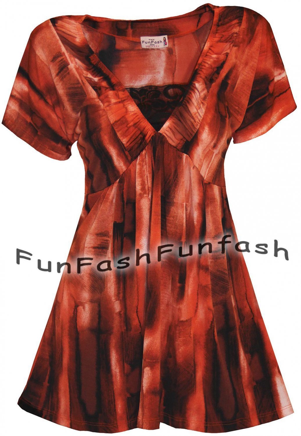 XC3 FUNFASH PLUS SIZE TOP COPPER BLACK LACE NEW PLUS SIZE SHIRT BLOUSE 2X 22 24