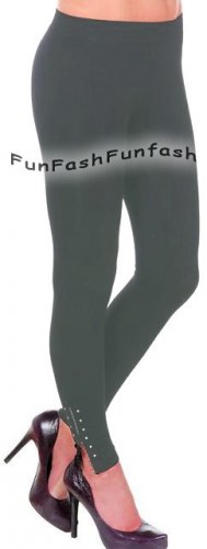 MJ~NEW DARK GRAY LEGGINGS TIGHT ZIPPER PANTS JEGGINGS One Size S M L 3 5 7 9 11