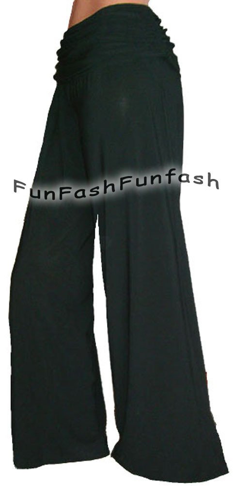 FD9 FUNFASH FLARE LONG BLACK GAUCHO PALAZZO PANTS WOMENS NEW Size L Large 9 11