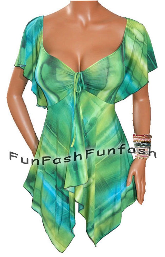 ZF9 FUNFASH EMERALD GREEN EMPIRE WAIST TOP SHIRT CLOTHING NEW Size L Large 9 11