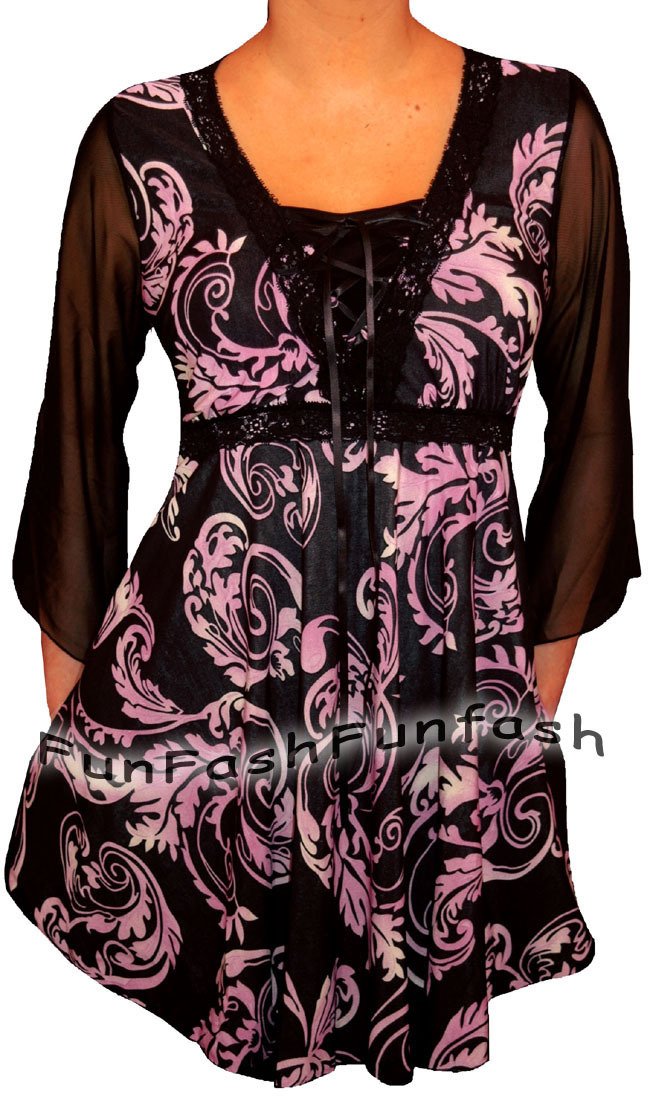 NW9 FUNFASH PLUS SIZE CORSET STYLE BLACK PURPLE WOMEN TOP SHIRT BLOUSE L 9 11