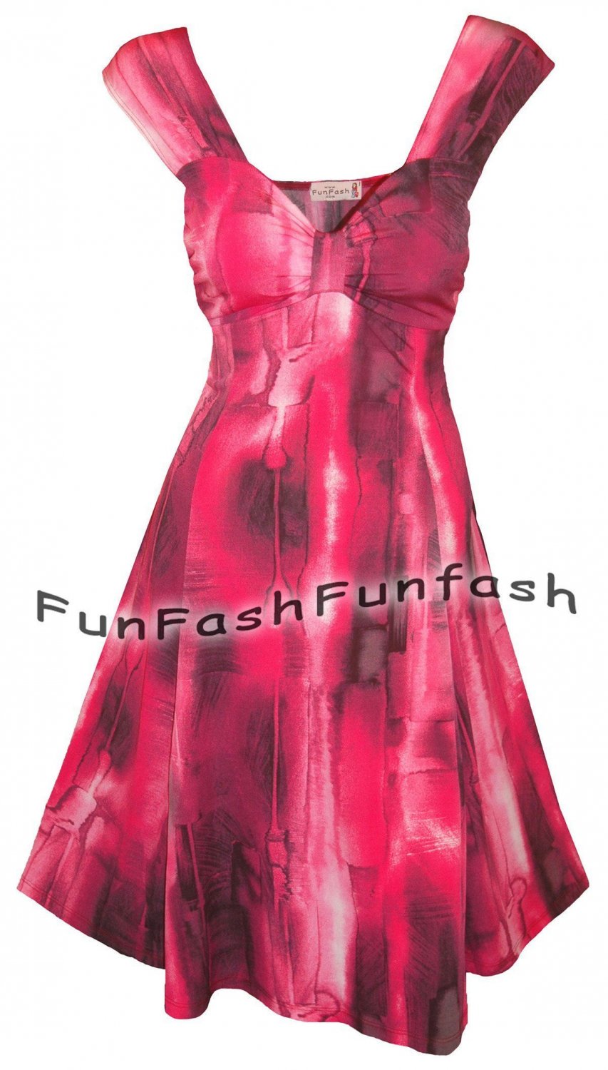 GP1 FUNFASH PLUS SIZE DRESS PINK BLACK EMPIRE WAIST COCKTAIL DRESS SIZE 1X XL 16