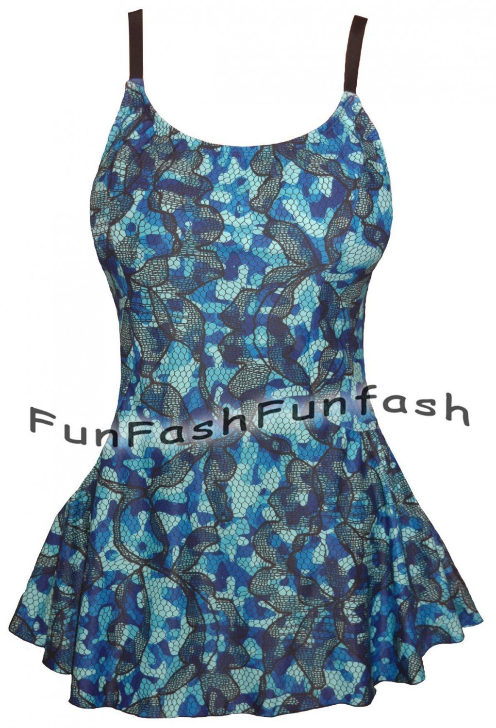 WB1 FUNFASH BLUE PLUS SIZE SWIMWEAR SWIMSUIT BATHING SUIT SWIM SKIRT 1X XL 16