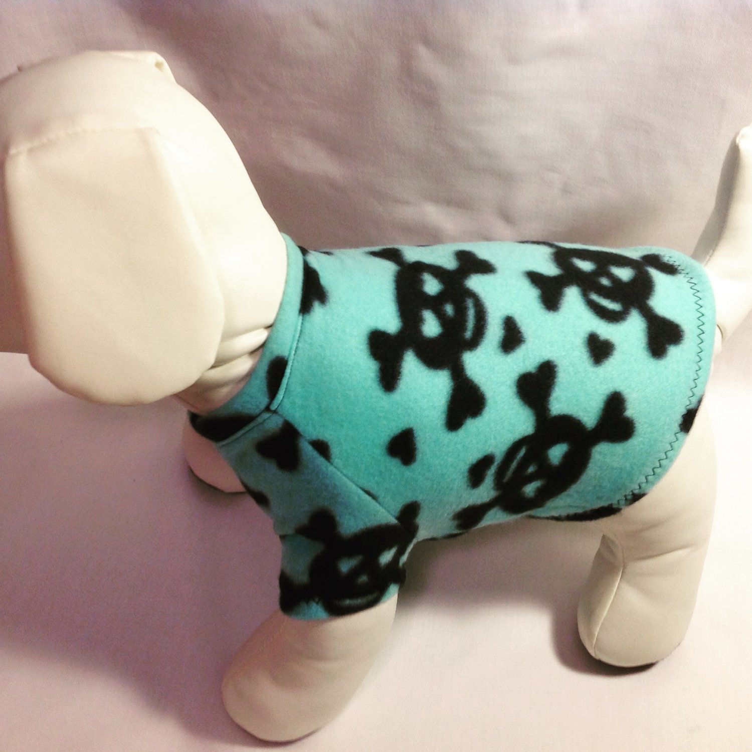 dog shirt X SMALL mint blue green with skulls dog shirts fleece sweater sweatshirt puppy