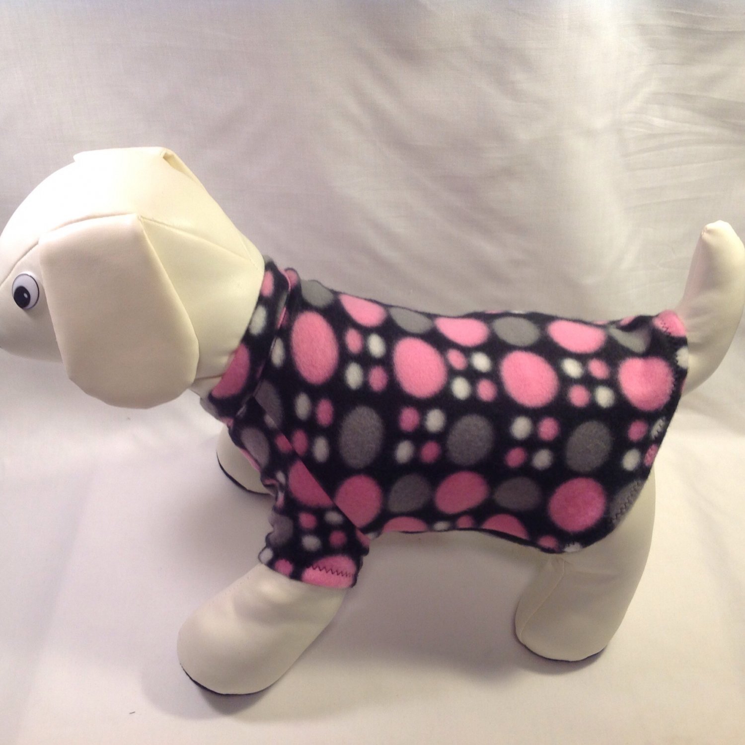 dog shirt X SMALL black with pink and gray dots dog shirts fleece sweater sweatshirt puppy