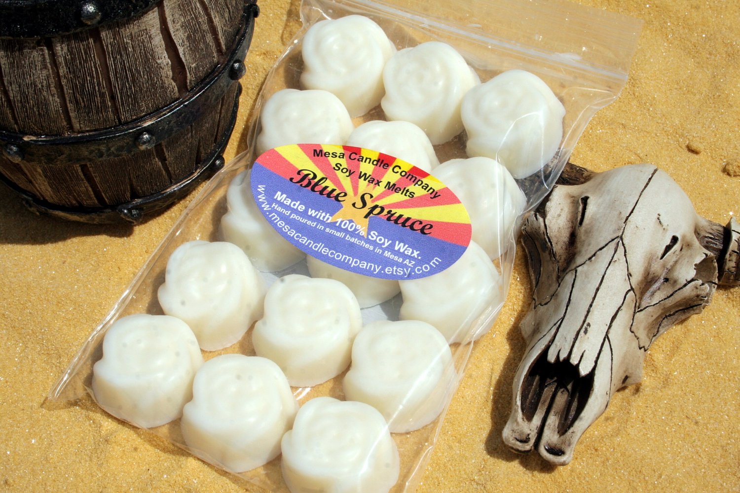 Blue Spruce Scented Soy Wax Melts "Desert Rose" Style