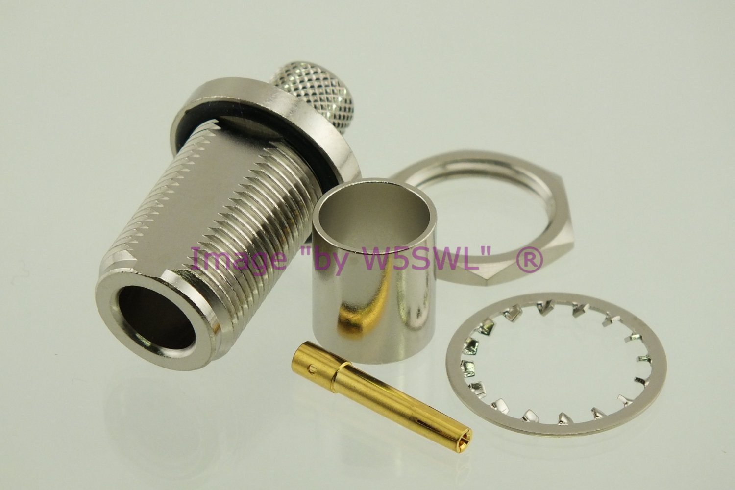 Coax Connector N Female Bulkhead Crimp For LMR 400 Series Cable By