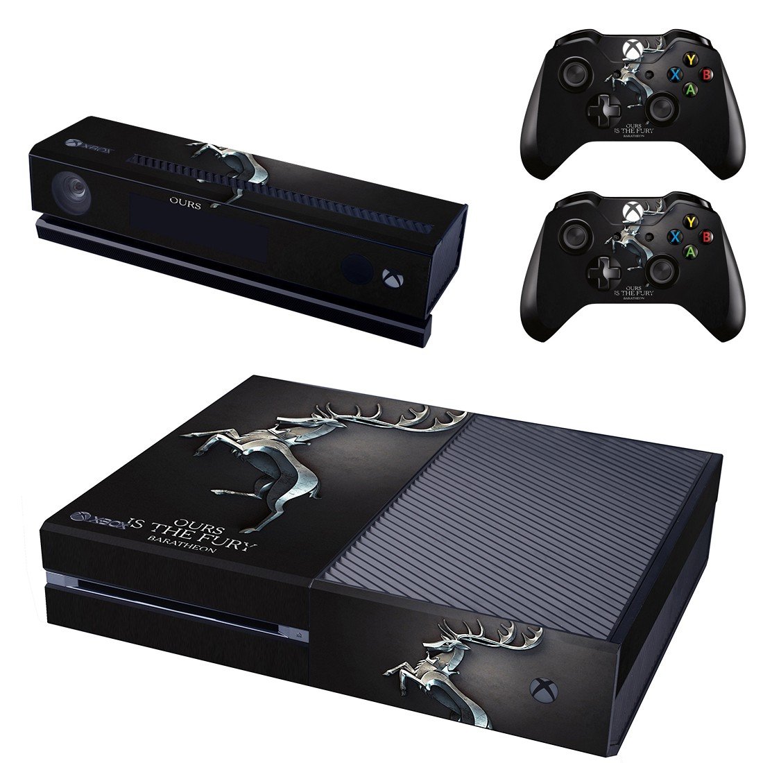 The fury Baratheon skin decal for Xbox one console and 2 controllers