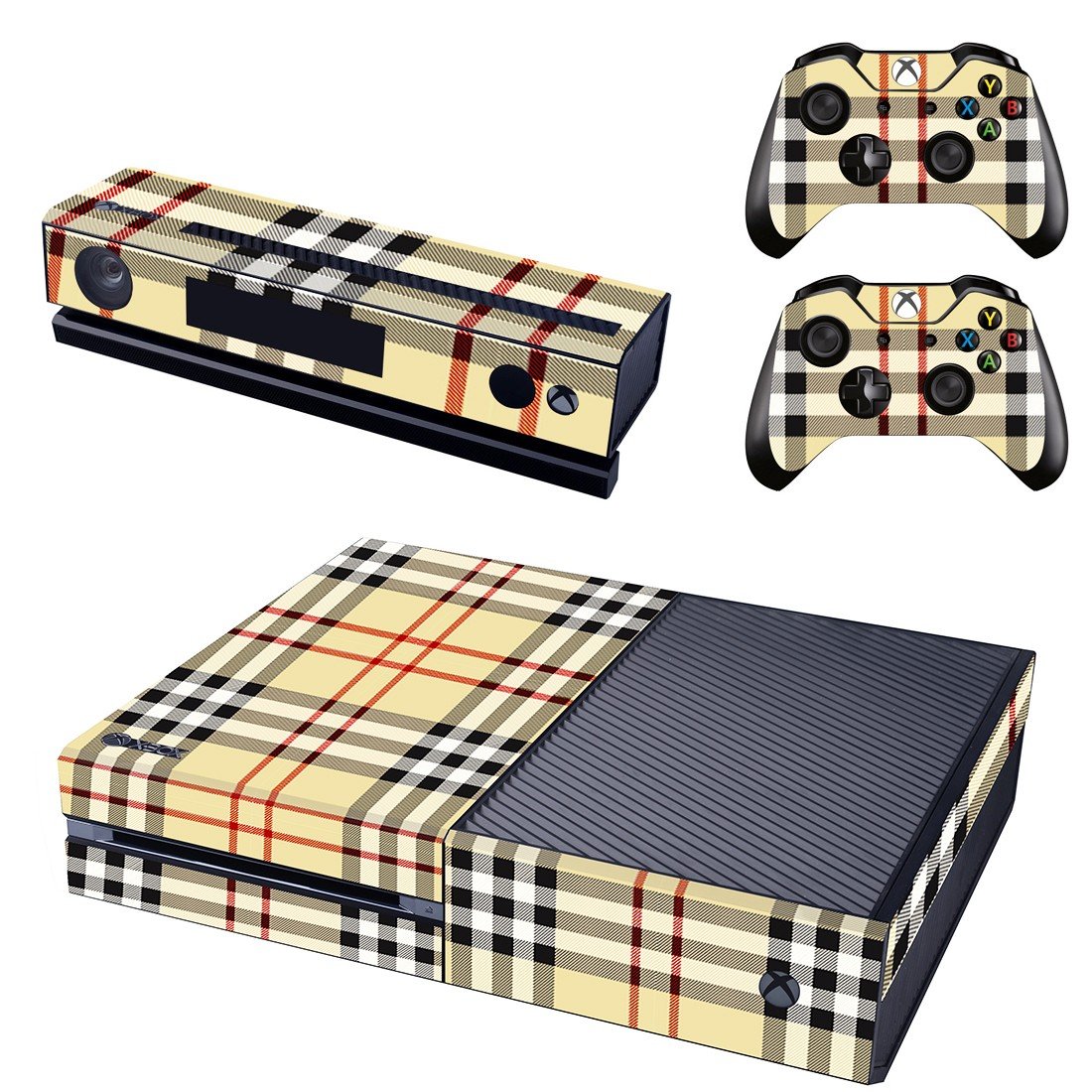 check shirt design skin decal for Xbox one console and controllers