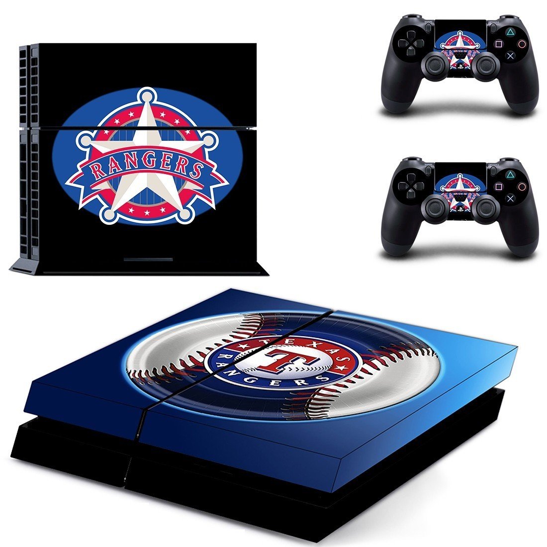 texas rangers baseball team ps4 skin decal for console and controllers