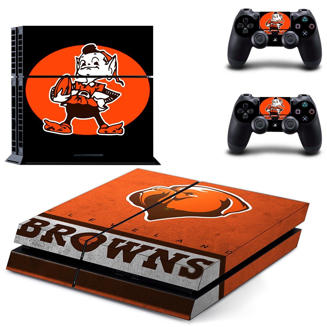 cleveland browns football team ps4 skin decal for console and controllers