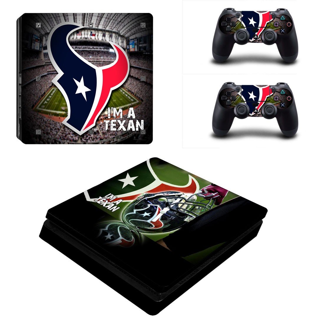 Houston Texans Play Station 4 slim skin decal for console and 2 controllers