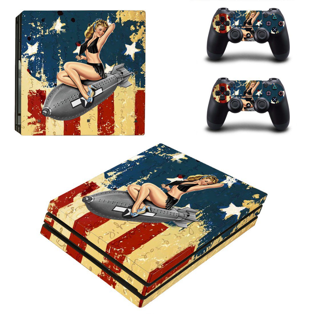 American Girl ps4 pro skin decal for console and controllers