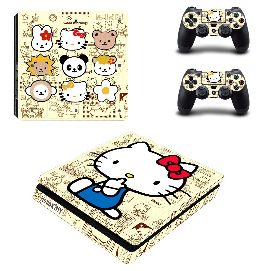Hello Kitty ps4 slim edition skin decal for console and controllers