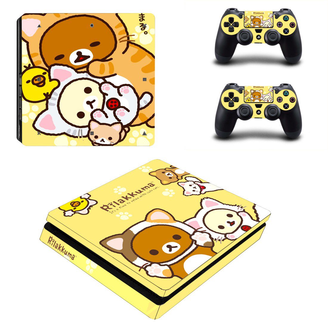Rilakkuma ps4 slim edition skin decal for console and controllers