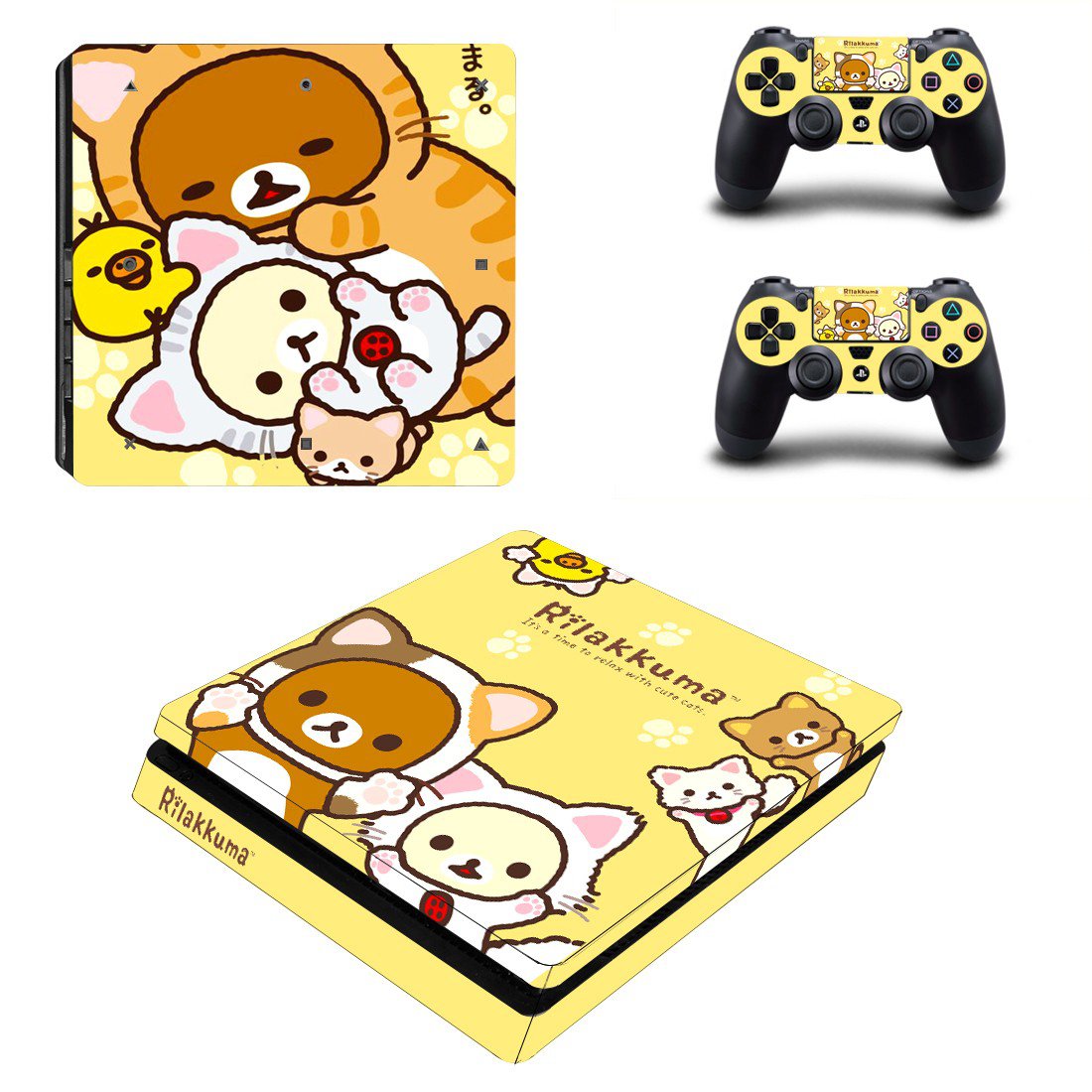 Rilakkuma ps4 slim edition skin decal for console and controllers