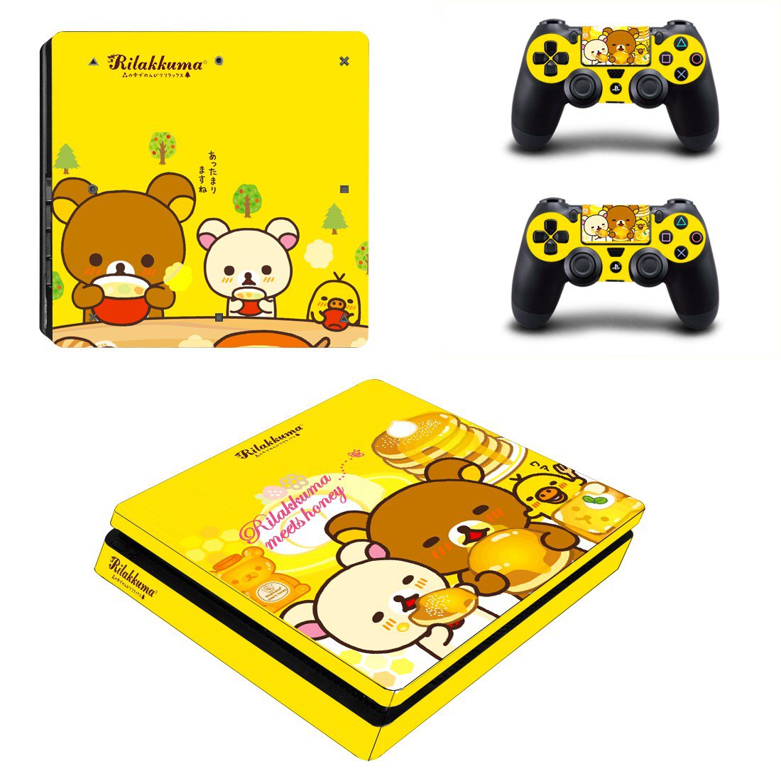 Rilakkuma ps4 slim edition skin decal for console and controllers
