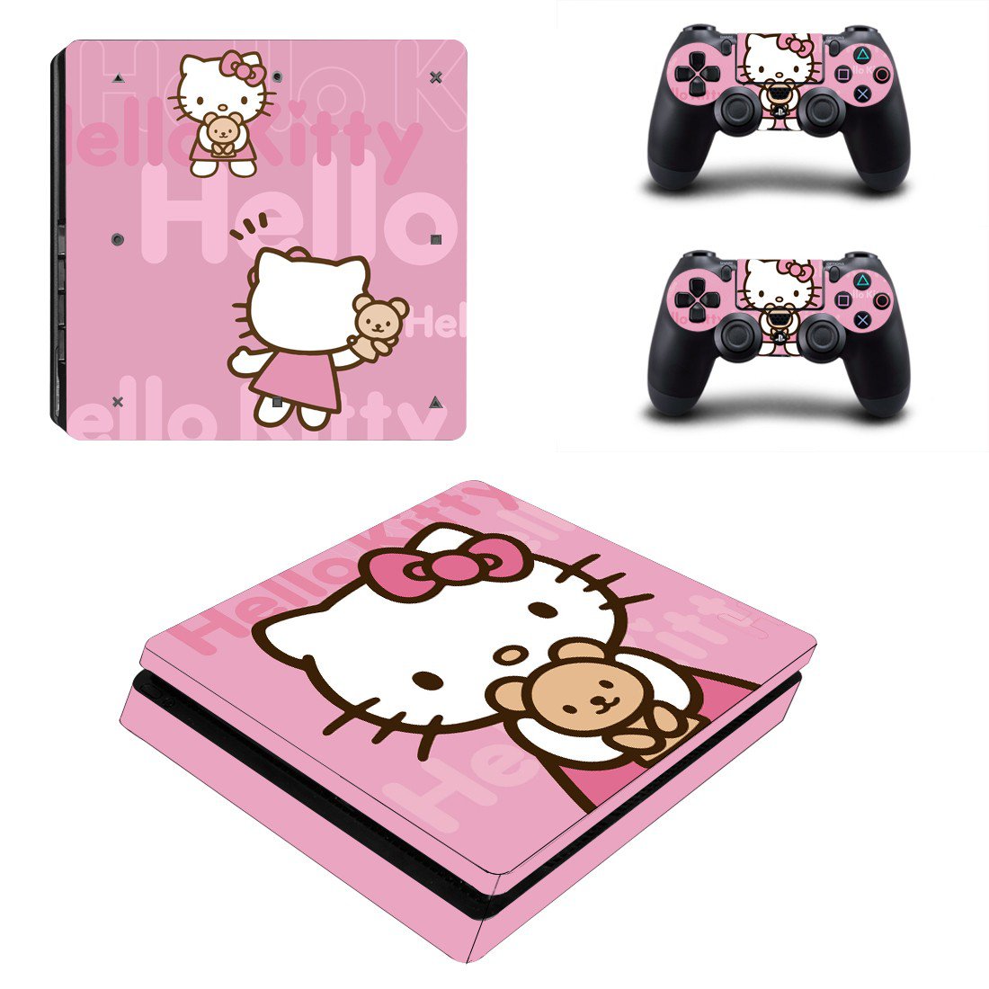 Hello Kitty ps4 slim edition skin decal for console and controllers