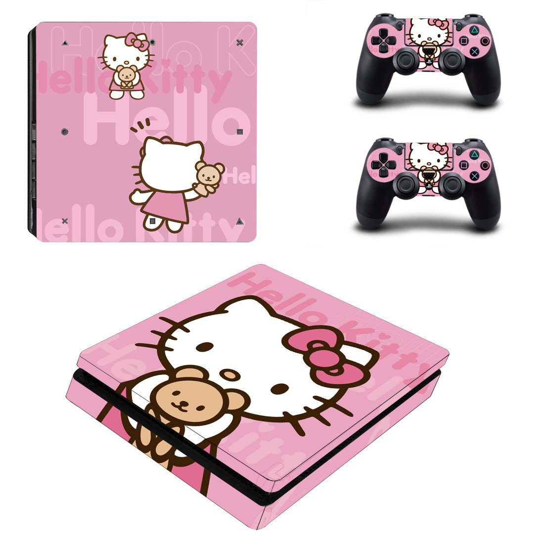 Hello Kitty ps4 slim edition skin decal for console and controllers