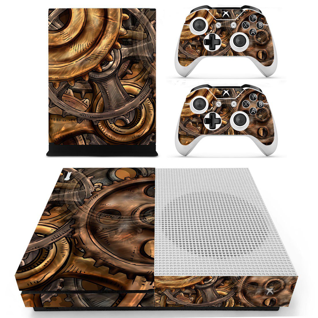 Copper Gears skin decal for Xbox one S console and controllers
