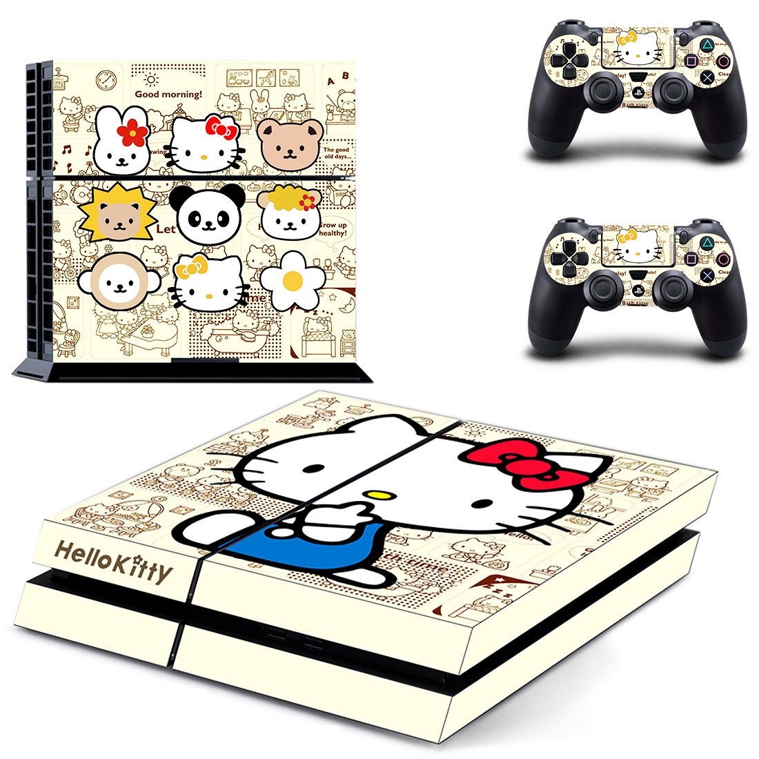 Hello Kitty skin decal for PS4 PlayStation 4 console and 2 controllers