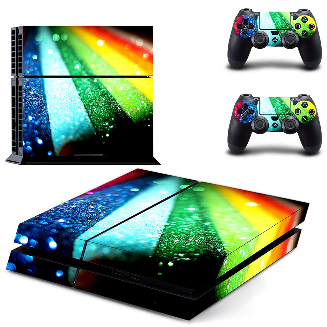 Colorful Sheet skin decal for PS4 PlayStation 4 console and 2 controllers