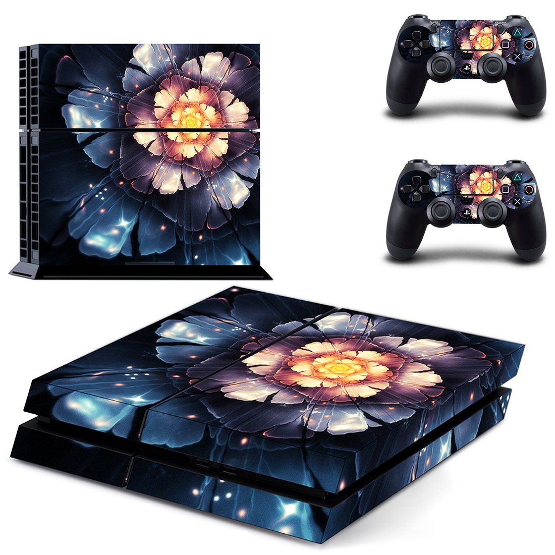 Spiral Flower skin decal for PS4 PlayStation 4 console and 2 controllers