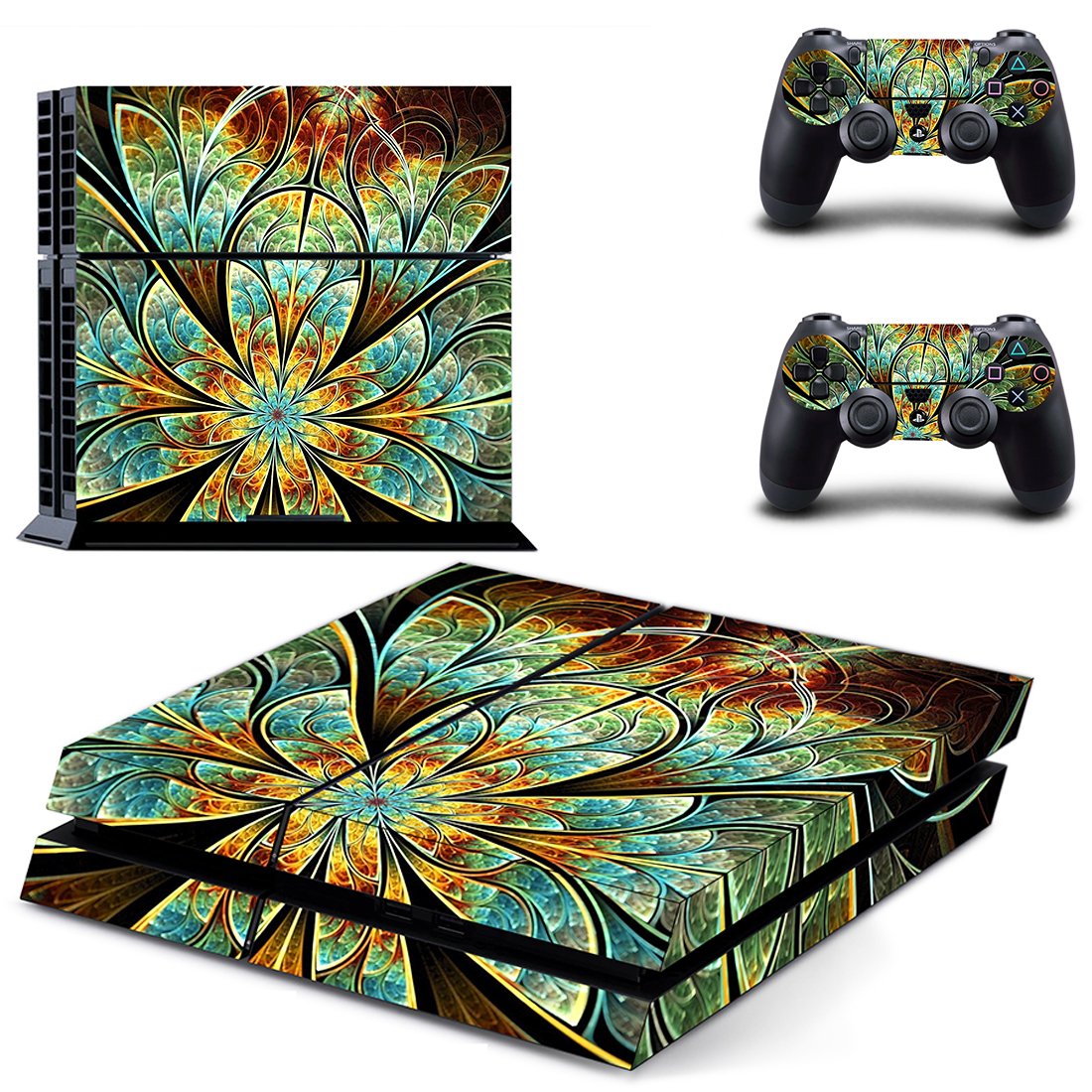 Spiral Flower skin decal for PS4 PlayStation 4 console and 2 controllers