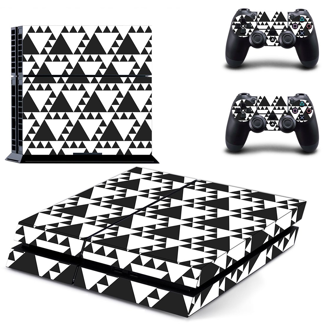White Triangle skin decal for PS4 PlayStation 4 console and 2 controllers