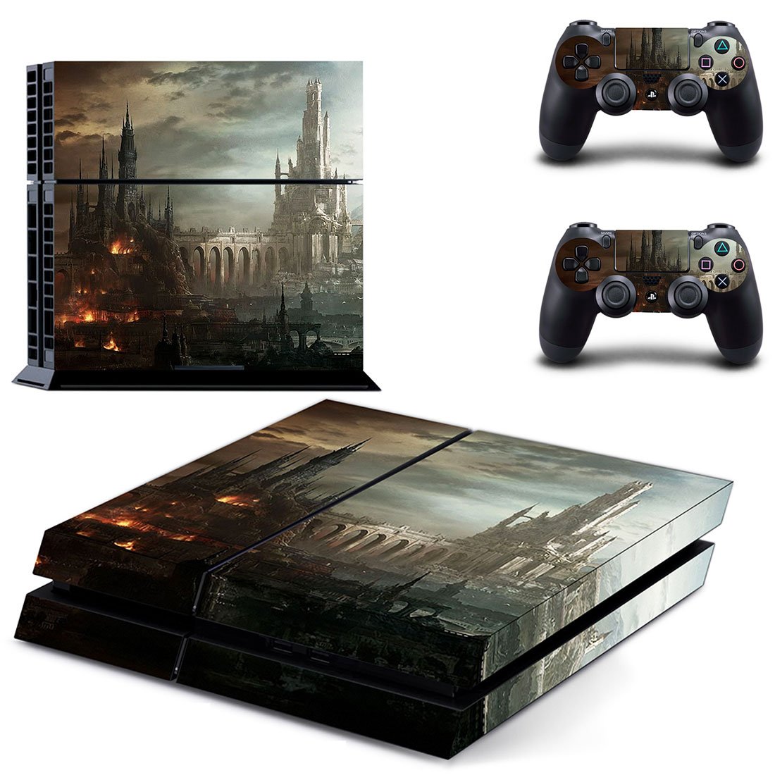 Destruction City skin decal for PS4 PlayStation 4 console and 2 controllers