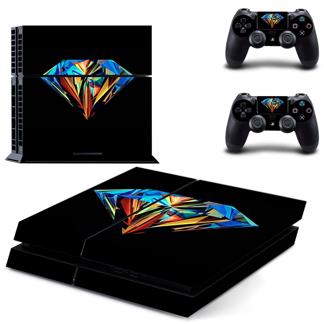 Colorful Diamond skin decal for PS4 PlayStation 4 console and 2 controllers