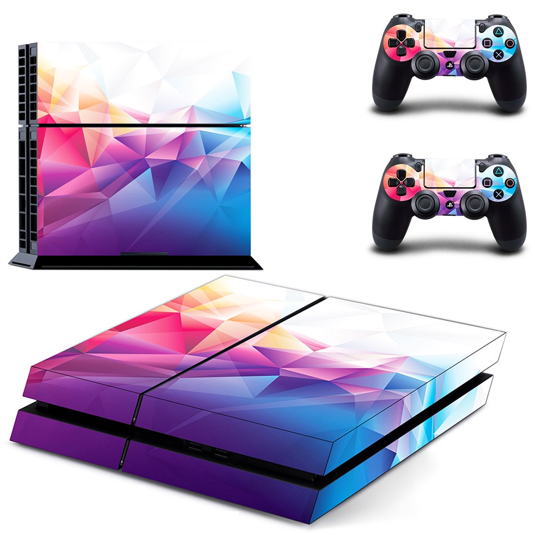 Prismic Floor skin decal for PS4 PlayStation 4 console and 2 controllers