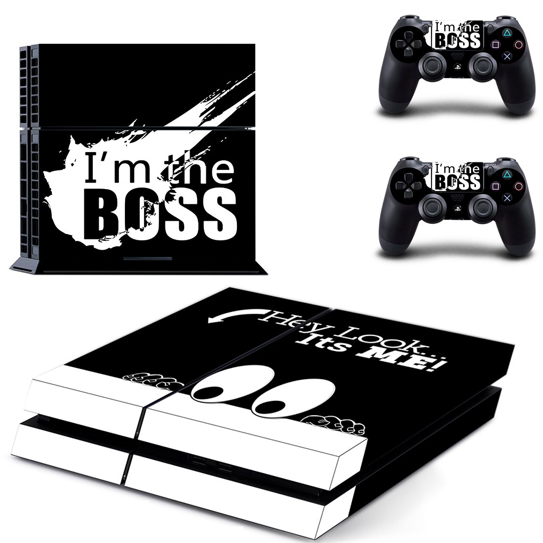 White Sketch skin decal for PS4 PlayStation 4 console and 2 controllers