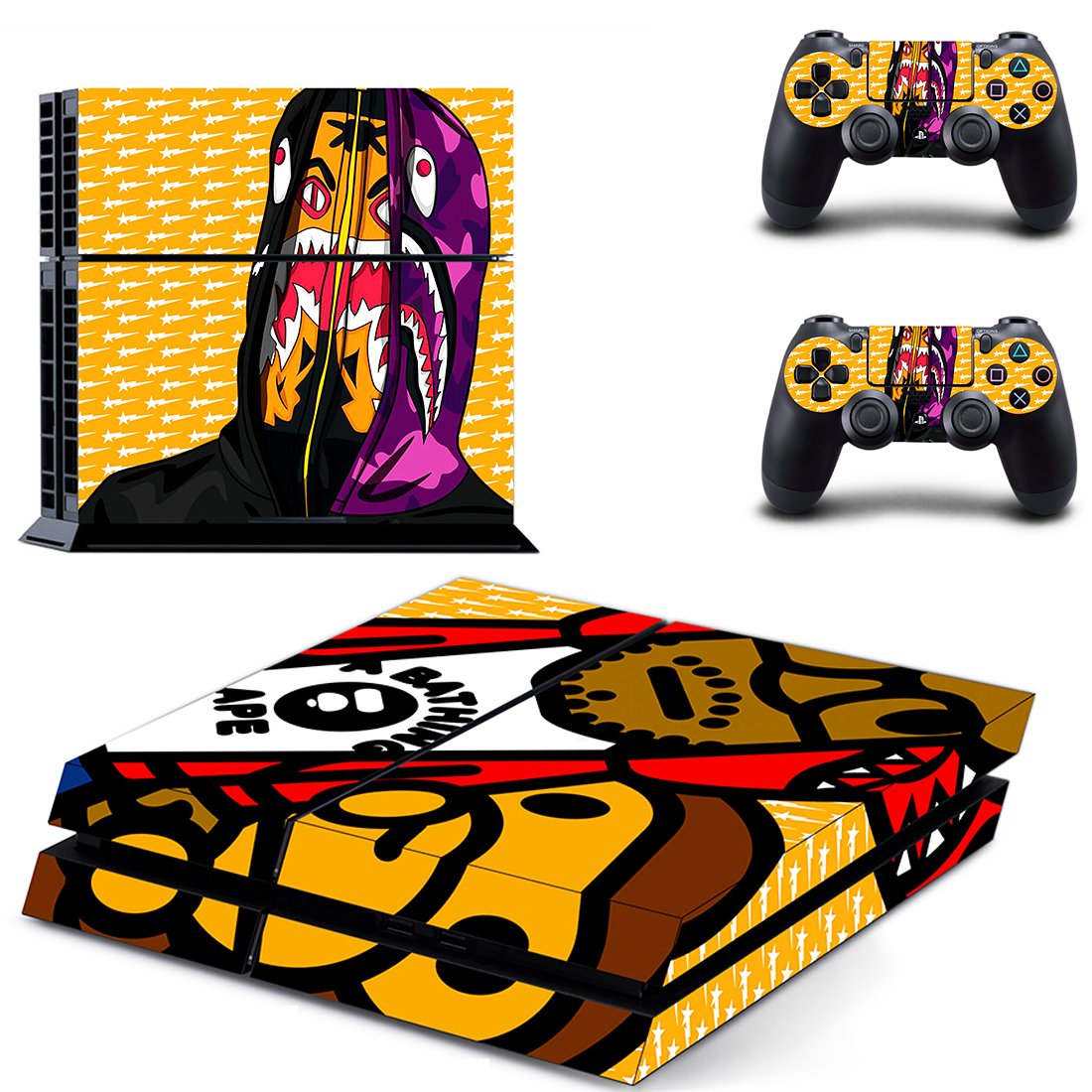Animated Mask skin decal for PS4 PlayStation 4 console and 2 controllers