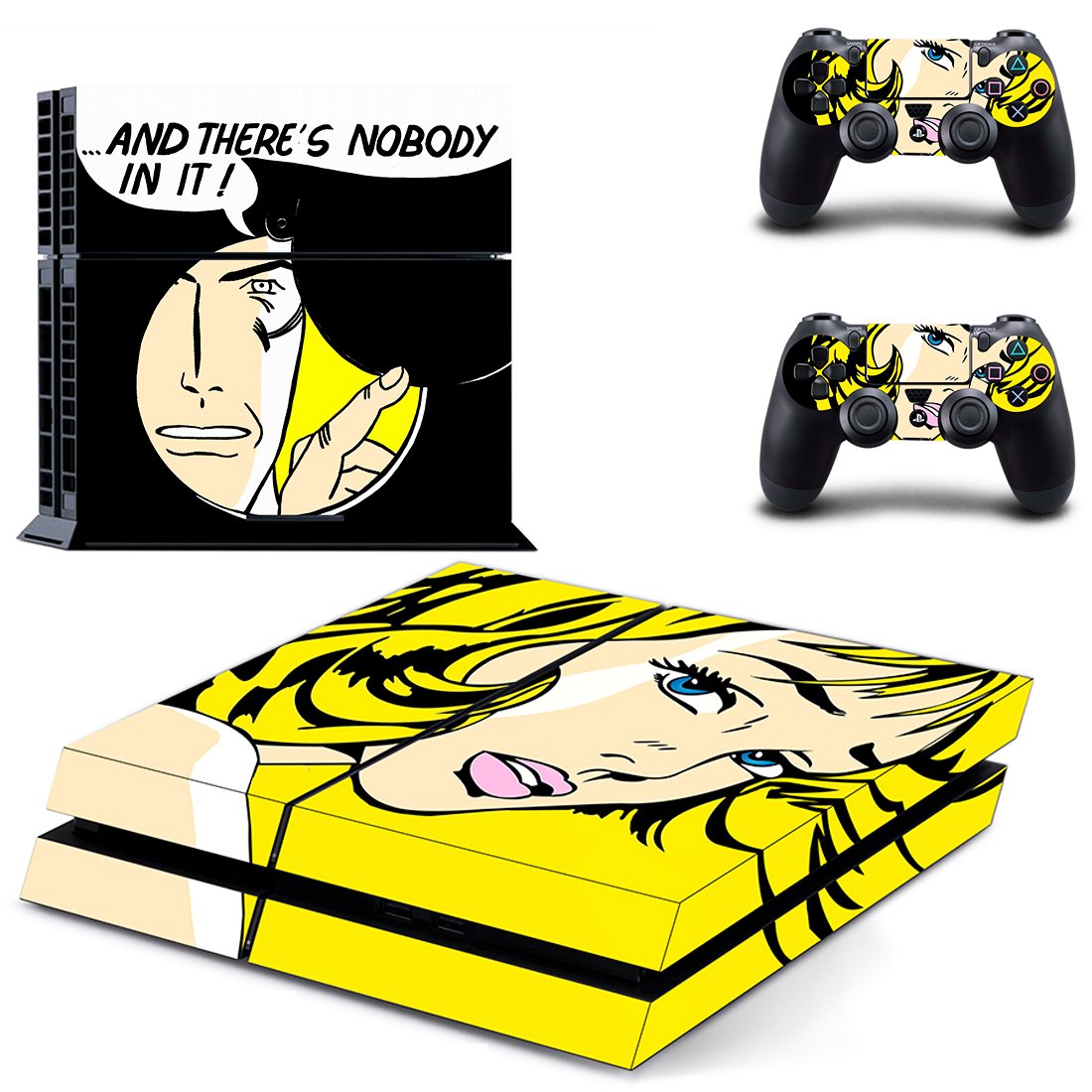 Can see the whole room skin decal for PS4 PlayStation 4 console and 2 controllers
