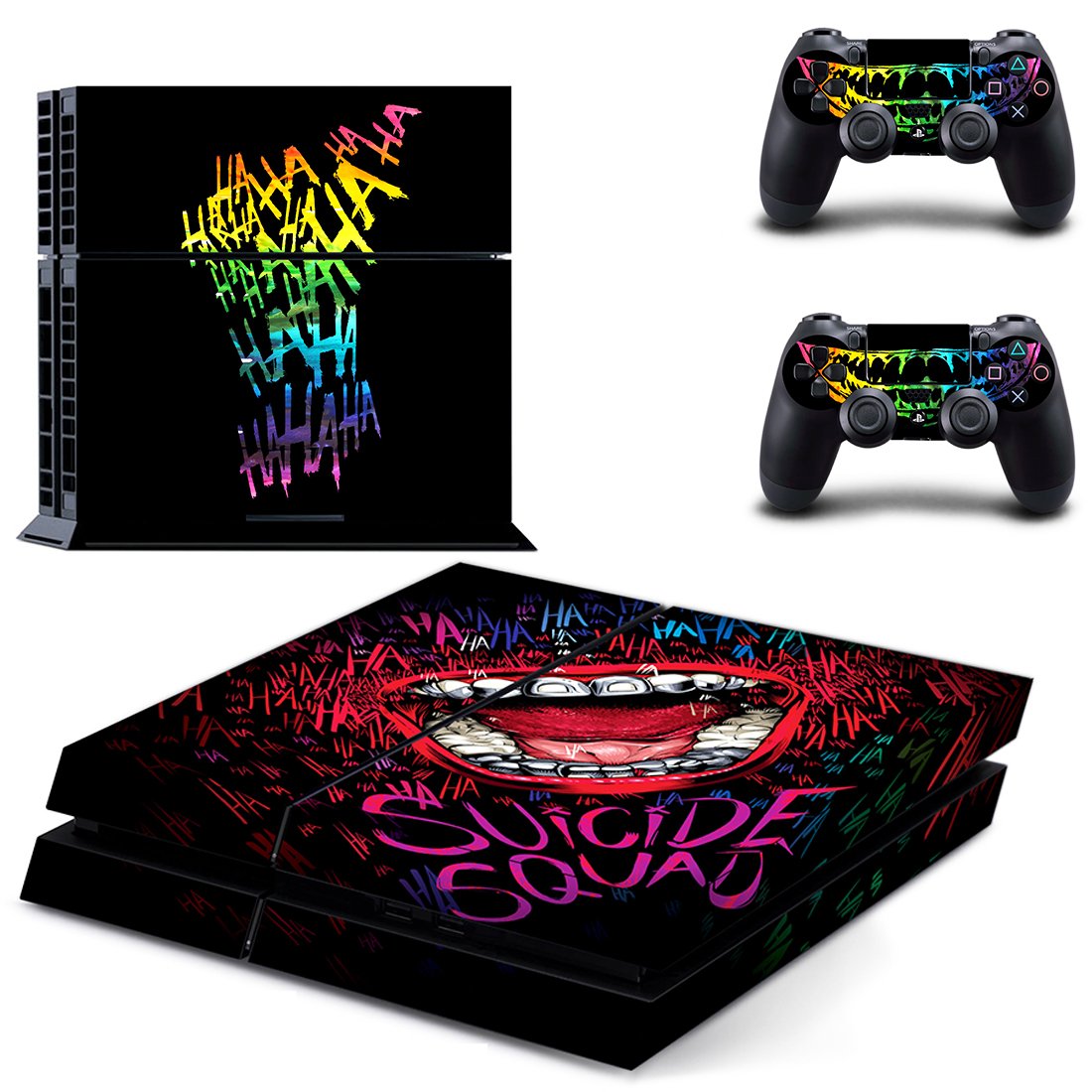Suicider Squad skin decal for PS4 PlayStation 4 console and 2 controllers