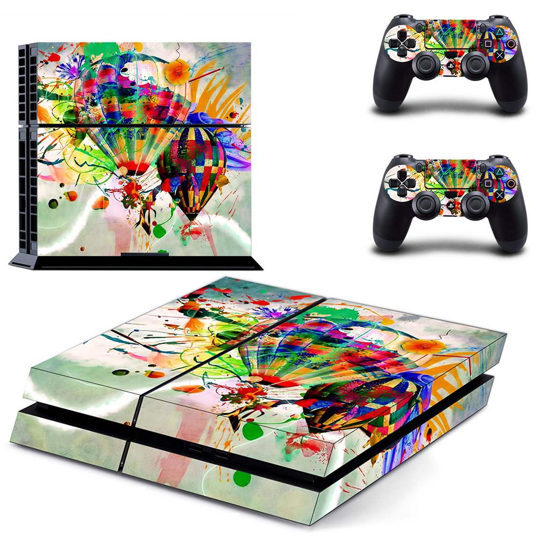 Colorful Parachute skin decal for PS4 PlayStation 4 console and 2 controllers
