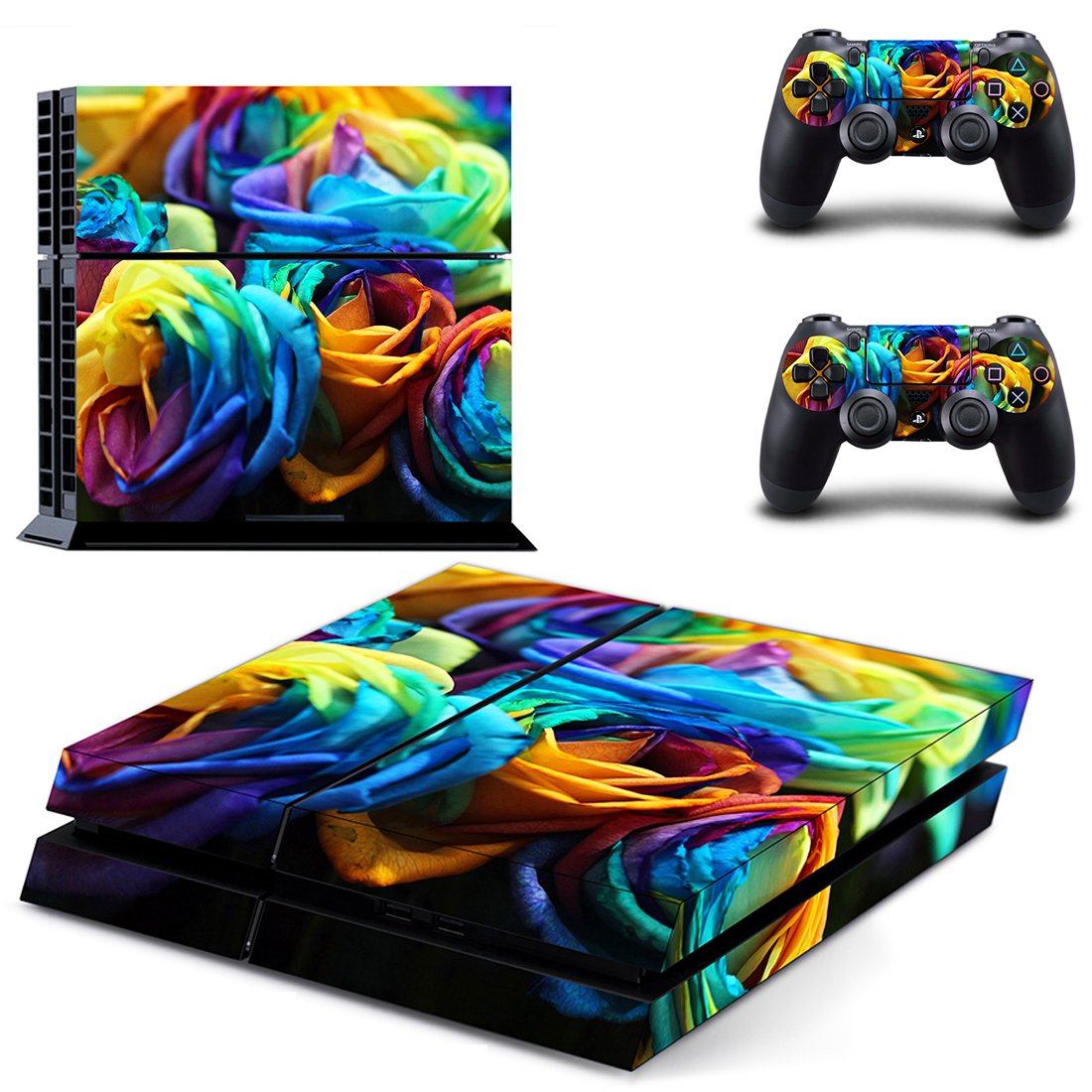 Colorful Flower skin decal for PS4 PlayStation 4 console and 2 controllers